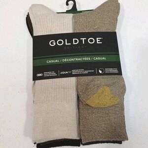 Gold‎ Toe Mens Casual Crew Socks Size 6-12 Multicolor 6 Pack